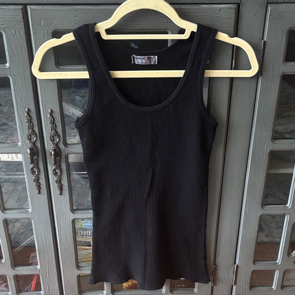 Michael Stars Black Honeycomb Scoop Tank Top